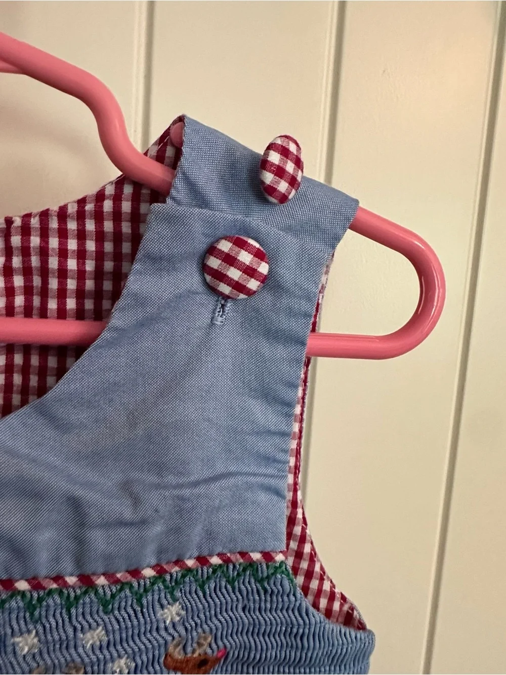 Lil Cactus Chambray Christmas Romper Embroidered Smocked Baby 18-24 Months Santa